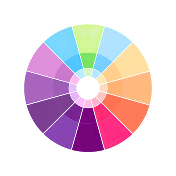 Color wheel chart with rainbow color palette guide for design and art illustration