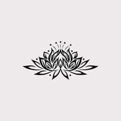 Fototapeta premium Lotus flower silhouette vintage floral ornament