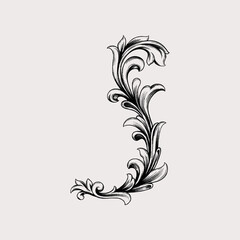 Fototapeta premium Vintage woodcut engraving of a baroque acanthus corner ornament