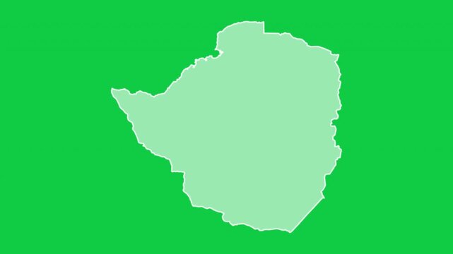 Zimbabwe map glow trace outline animation green background