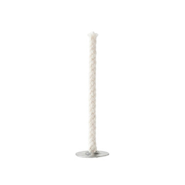 Braided candle wick with metal base