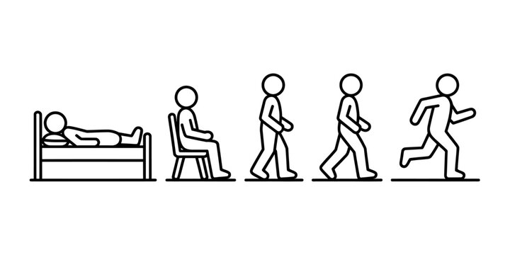 Illustration of person activity levels progression sequence