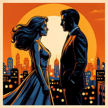 loving sunset couple