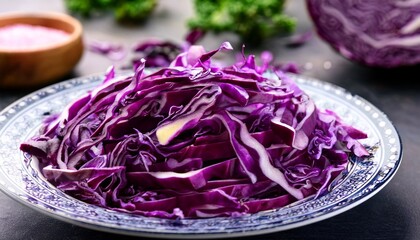 Obraz premium purple cabbage pieces or kol ungu culinary process