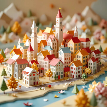colorful paper town