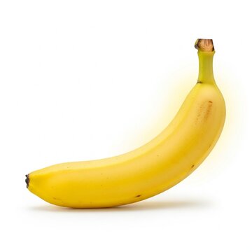 Single Ripe Banana Single on White Studio Background