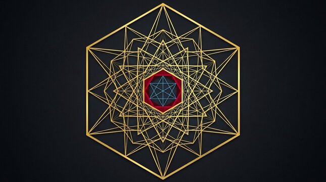Hanukkah intricate gold hexagram geometry on dark background
