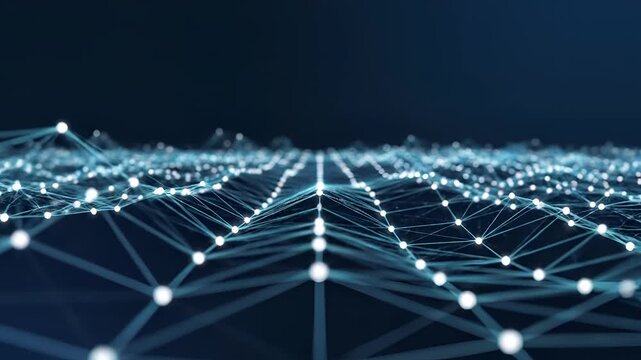 Abstract Digital Network Connections Glowing Blue Lights Futuristic Technology.