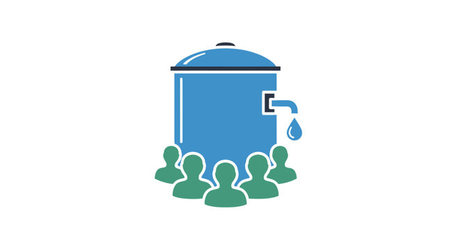 Water supply icon with people.