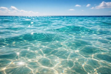 Fototapeta premium Sunlit aquamarine seawater with undulating surface for a summer ocean escape