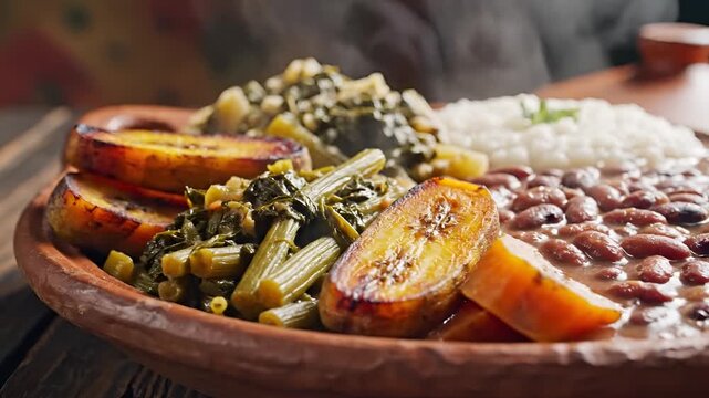 Delicious Brazilian Feijoada with Rice and Fried Plantains 1.
