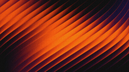 Futuristic Orange Neon Waves Abstract Background with Grainy Noise Texture