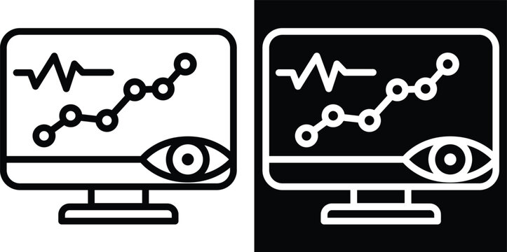 monitor Two-tone version in black and white background