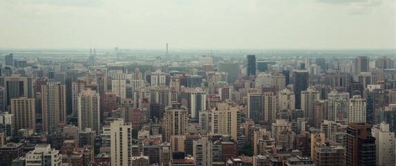 Fototapeta premium cityscape dominated by high rise buildings with uniform color tones