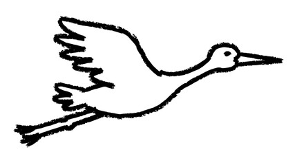 Obraz premium Simple Line Drawing of a Crane Bird in Flight.
