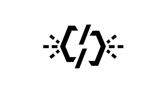 Minimalist coding icon representing software development and programming.