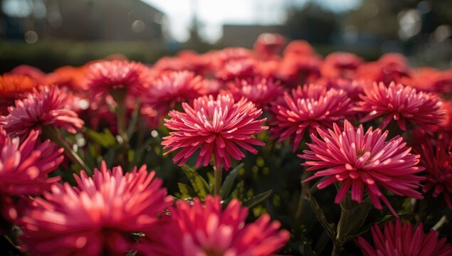 Colorful Gomphrena Blossoms in Garden Close-Up, Bright and Vibrant