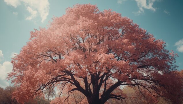 Classic Tree with Thick Pink Leaf Growth