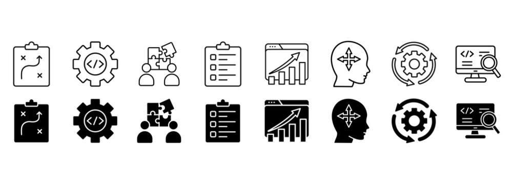 DevOps icon set. software engineering and development Vector Illustration