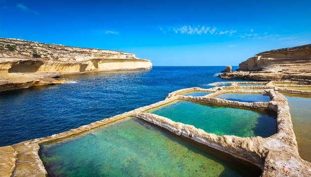 traditional salt pans in xwejni bay on the island of gozo malta