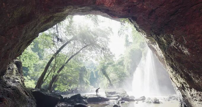 Big waterfall trails tropical deep forest in Khao Yai National Park
Thailand