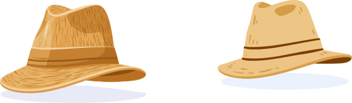 A detective hat crafted from tan cardboard features a fedora shape with a simple band, isolated on a white background, embodying mystery cartoon clothing