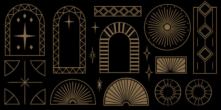Gold Art Deco Frames And Geometric Shapes Vector Illustration