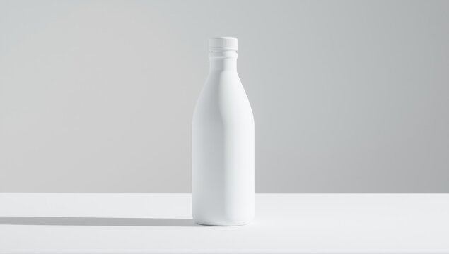 Aqua plastic bottle white blow molded for storing and displaying on a bright white surface