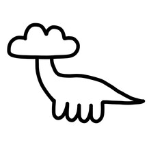 Hand drawn minimalist cloud head dinosaur icon © NAA