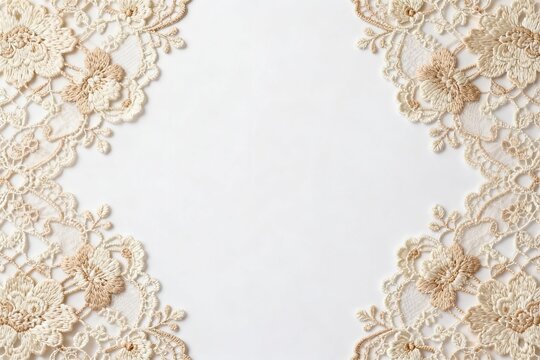 Lace embroidery on white fabric