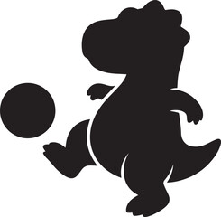 Black cartoon dinosaur kicking a ball © alif74