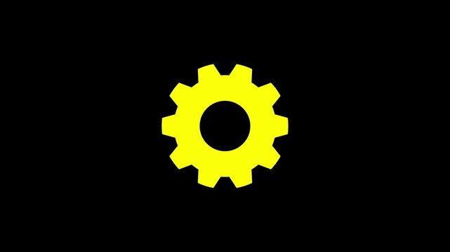 Animated spinning gear linear icon. System settings. Processing. Part of mechanism. Seamless loop video with alpha channel on transparent background.4K