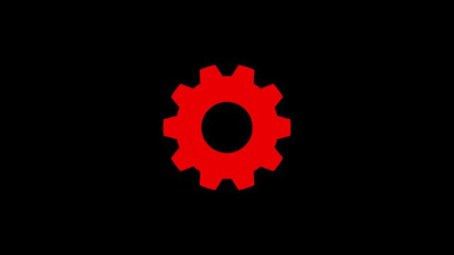 Animated spinning gear linear icon. System settings. Processing. Part of mechanism. Seamless loop video with alpha channel on transparent background.4K