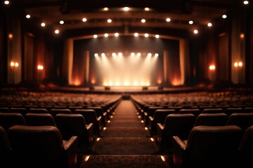 Naklejka premium Wide angle auditorium scene featuring cinematic blur for background