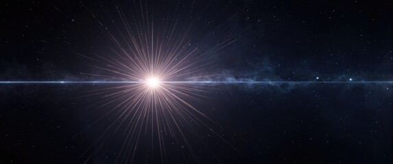 Obraz premium Abstract space scene featuring a radiant spherical energy source and artificial intelligence gamma ray burst