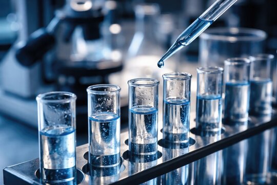 Focused view of test tubes in a clinical glassware setup