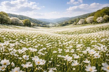 Obraz premium Vast floral landscape covered in delicate white petals