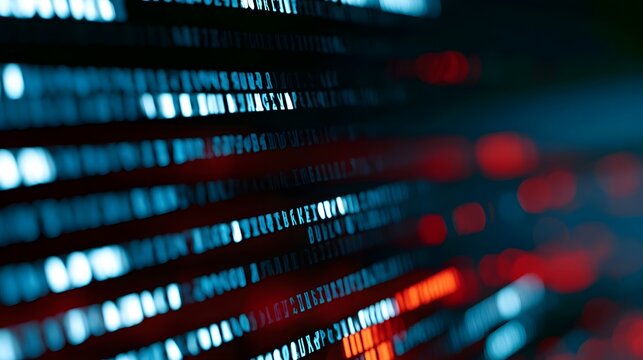 Abstract glowing blue digital code streams across a dark background symbolizing futuristic technology and data flow