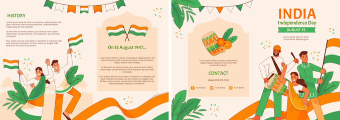 Naklejka premium Vibrant India Independence Day Celebration Illustration.