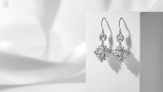 Classic silver dangle earrings with glistening white crystal details