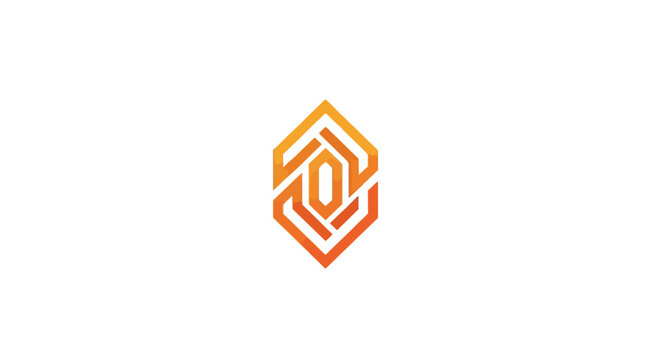 Abstract geometric logo, hexagonal shape, orange gradient, modern design, white background