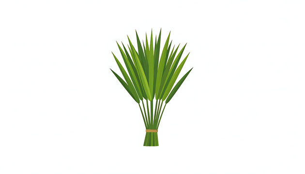Pixel art bunch of green grass tied with a thin brown string, isolated on a white background, representing nature and growth in a digital style