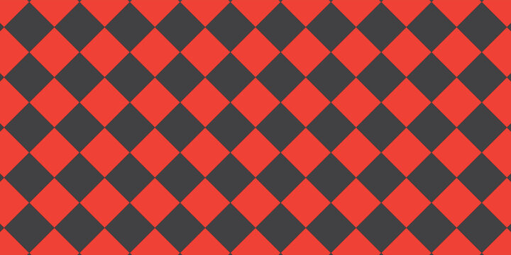 Red and black checkerboard pattern background. Seamless checkered geometric texture for racing flags, textile design, flannel style, and bold graphic backdrops.