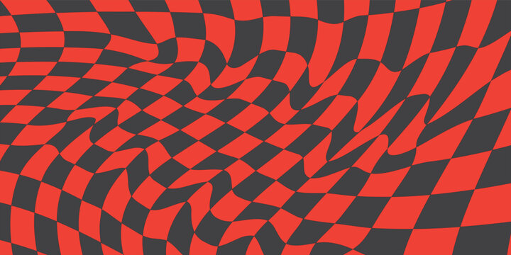 Red and black checkerboard pattern background. Seamless checkered geometric texture for racing flags, textile design, flannel style, and bold graphic backdrops.