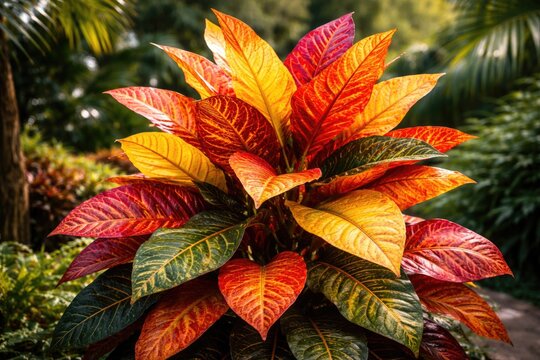 Colorful tropical Puring Teri plant featuring seasonal summer and autumn leaf tones