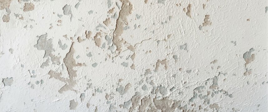 Weathered White Wall Showing Paint Chips and Texture Close-Up, Vintage Feel