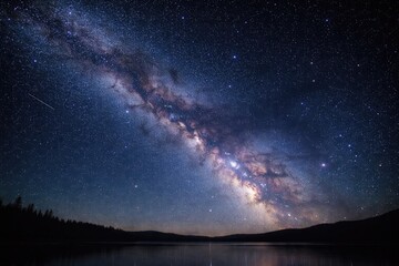 Obraz premium Starlit night with the Milky Way stretching across a tranquil and unobstructed sky background