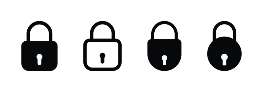 lock icon collection set locked icon symbol.  Security and protection symbols. Access markers sign. Privacy sign. Safety and digital access design.