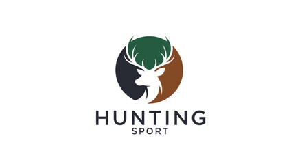 Fototapeta premium Deer Head Logo with Hunting Sport Text - Outdoor Adventure Emblem