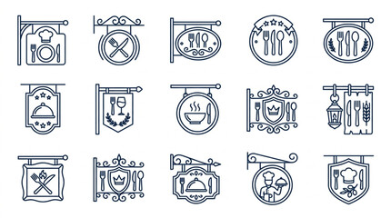 Fototapeta premium Vintage Restaurant and Tavern Signage Icons Collection